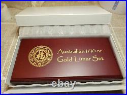 Complete Gold Lunar Series 1 SET 1/10 oz 4 of 12 coins colored