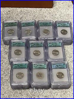 Complete ICG Graded MS67 Set 100 Statehood Quarters 1999-2008 P&D (4) Wood Boxes