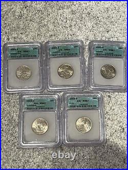 Complete ICG Graded MS67 Set 100 Statehood Quarters 1999-2008 P&D (4) Wood Boxes