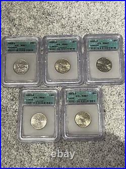 Complete ICG Graded MS67 Set 100 Statehood Quarters 1999-2008 P&D (4) Wood Boxes