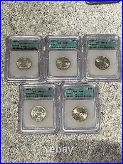 Complete ICG Graded MS67 Set 100 Statehood Quarters 1999-2008 P&D (4) Wood Boxes