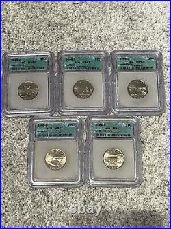 Complete ICG Graded MS67 Set 100 Statehood Quarters 1999-2008 P&D (4) Wood Boxes