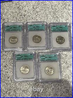 Complete ICG Graded MS67 Set 100 Statehood Quarters 1999-2008 P&D (4) Wood Boxes