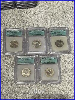 Complete ICG Graded MS67 Set 100 Statehood Quarters 1999-2008 P&D (4) Wood Boxes