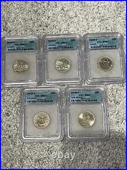 Complete ICG Graded MS67 Set 100 Statehood Quarters 1999-2008 P&D (4) Wood Boxes