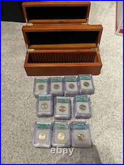 Complete ICG Graded MS67 Set 100 Statehood Quarters 1999-2008 P&D (4) Wood Boxes