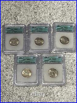 Complete ICG Graded MS67 Set 100 Statehood Quarters 1999-2008 P&D (4) Wood Boxes