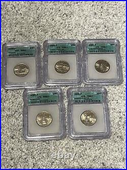 Complete ICG Graded MS67 Set 100 Statehood Quarters 1999-2008 P&D (4) Wood Boxes