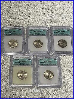 Complete ICG Graded MS67 Set 100 Statehood Quarters 1999-2008 P&D (4) Wood Boxes