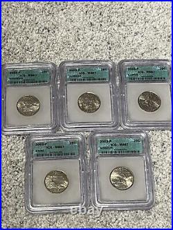 Complete ICG Graded MS67 Set 100 Statehood Quarters 1999-2008 P&D (4) Wood Boxes