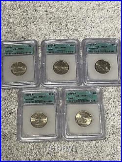 Complete ICG Graded MS67 Set 100 Statehood Quarters 1999-2008 P&D (4) Wood Boxes