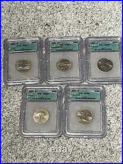 Complete ICG Graded MS67 Set 100 Statehood Quarters 1999-2008 P&D (4) Wood Boxes