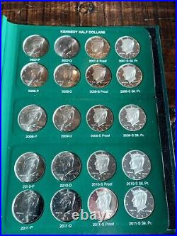 Complete Kennedy BU Half Dollar Set in Albums 1964-2021 pds with silvers
