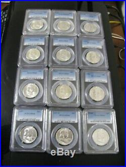 Complete PCGS Certified Franklin Half Dollar Set, 35 Coins, All MS-64