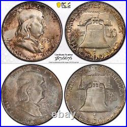 Complete PCGS Set Franklin Silver Half Dollar 35 Coins 1948 1963 TONED MS FBL