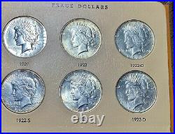 Complete Peace Silver Dollar Set 1921-1935. Ch/gem Bu Dansco Album
