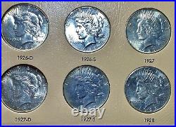 Complete Peace Silver Dollar Set 1921-1935. Ch/gem Bu Dansco Album