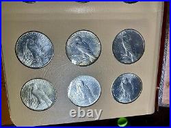 Complete Peace Silver Dollar Set 1921-1935. Ch/gem Bu Dansco Album