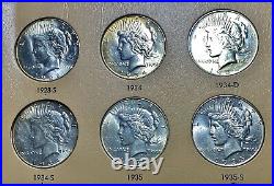 Complete Peace Silver Dollar Set 1921-1935. Ch/gem Bu Dansco Album