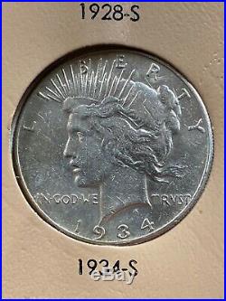 Complete Peace Silver Dollar Set 1921-1935 Xf Au Ms 1921 1928 1934-s 11