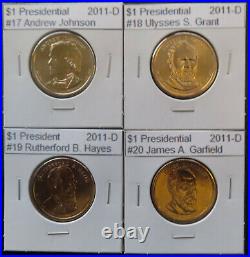 Complete Presidential Dollar 39 BU Coin Set One Each 2007 2016 in Labeled Flips