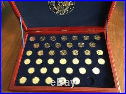 Complete Presidential Golden Dollar Uncirculated Set in Holders & Wood Display