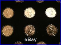 Complete Presidential Golden Dollar Uncirculated Set in Holders & Wood Display