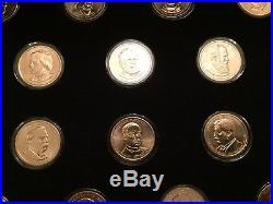 Complete Presidential Golden Dollar Uncirculated Set in Holders & Wood Display