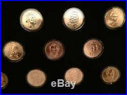Complete Presidential Golden Dollar Uncirculated Set in Holders & Wood Display