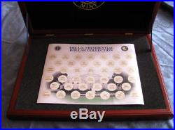 Complete Presidential Golden Dollar Uncirculated Set in Holders & Wood Display