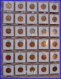 Complete Red Choice BU wheat cent set 1938-1947 30 coins