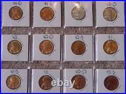 Complete Red Choice BU wheat cent set 1938-1947 30 coins