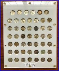 Complete Roosevelt Dime Gem BU 48pc set 1946-1964 Capital Holder, Rainbow Color