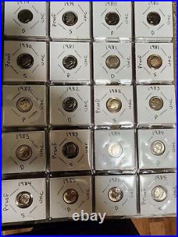 Complete Roosevelt Dime Set 1965 To 2021 All UNC P, D, S, And Silver, Description