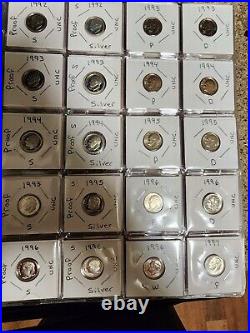 Complete Roosevelt Dime Set 1965 To 2021 All UNC P, D, S, And Silver, Description