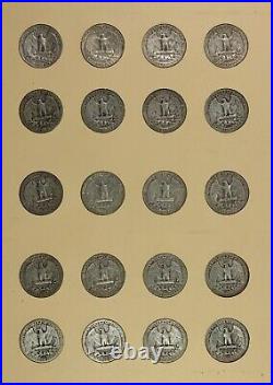 Complete Set (100 Coins) Washington Quarters 1932-1972 Circ to BU, Vintage Album