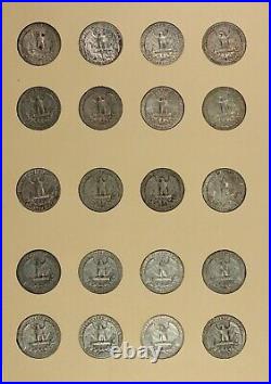 Complete Set (100 Coins) Washington Quarters 1932-1972 Circ to BU, Vintage Album