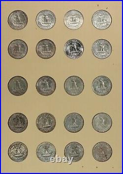 Complete Set (100 Coins) Washington Quarters 1932-1972 Circ to BU, Vintage Album