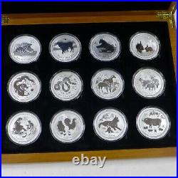 Complete Set (12) Australia 1 Oz. Silver Lunar Series II Coins 2008-2019 + Case