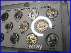Complete Set 1942-1945 Silver War Nickels 11 Coins GEM BU Captial Plastic Holder