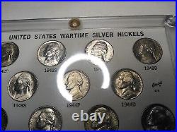 Complete Set 1942-1945 Silver War Nickels 11 Coins GEM BU Captial Plastic Holder
