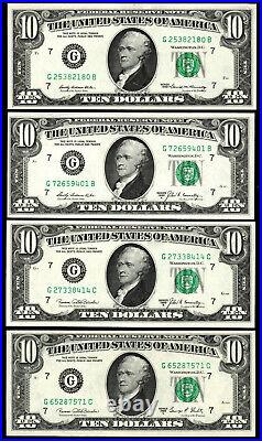 Complete Set 1969, A, B, C Sries $10 Federal Reserve Small Head Chicago Gem Unc