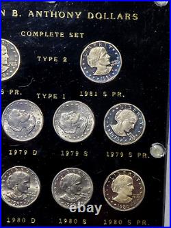 Complete Set 1979-1981 P D S Susan B Anthony Dollar Set withProofs in Holder