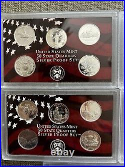 Complete Set 1999-2008+2009 US 90% SILVER PROOF State/Territorie Quarter 56 coin