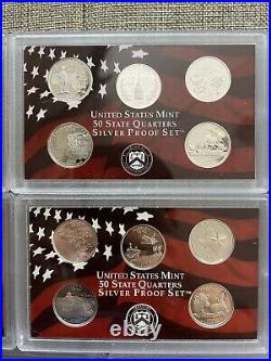 Complete Set 1999-2008+2009 US 90% SILVER PROOF State/Territorie Quarter 56 coin