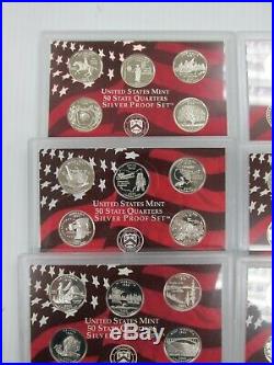 Complete Set 1999-2009 US 90% SILVER PROOF State & Territory Quarters 56 pc Q1BF