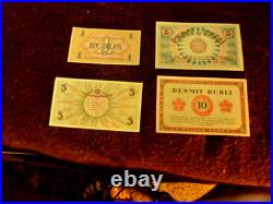Complete Set 1, 3,5 10 Rubli / Rubles From Latvia/riga 1919 Unc