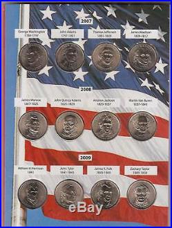 Complete Set 2007-2016 $1 Uncirculated Presidential Dollar Collection In Album