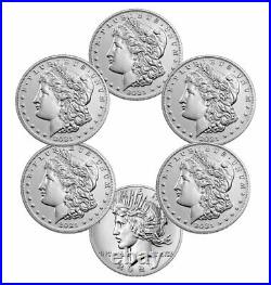 Complete Set 2021 Morgan Silver Peace Dollars CC P D S O Plus 1921 Morgan $1