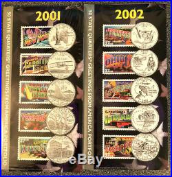Complete Set - 50 State Quarter & Stamp Greetings America Portfolio'99/'08